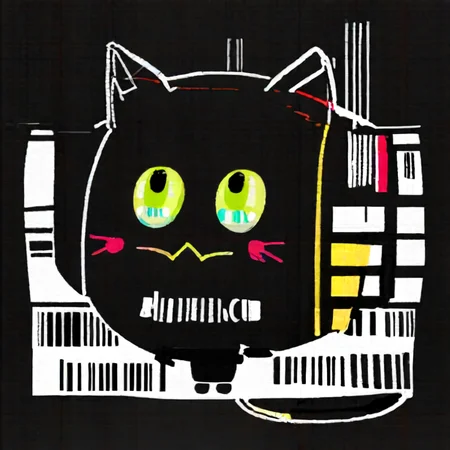 ðððððððððð cat, sketch, barcode, black background, <lora:ðððððððððð:0.7>, <lora:Hyper-SDXL-2steps-lora:1.0>