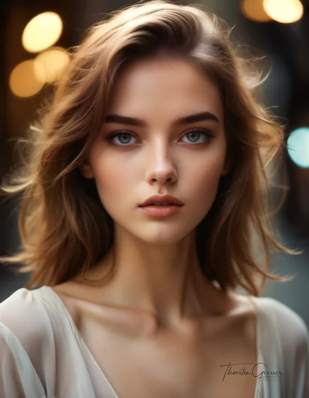 cinematic photo Close-up portrait of a stunningly beautiful supermodel, around 20 years old, her features a mesmerizing blend of classic elegance and modern edge. Her eyes sparkle with confidence and allure, drawing the viewer in. Her skin is flawless, her lips full and inviting. Her hair, a cascade of [Haarfarbe], frames her face perfectly, styled in a [Frisur] that exudes effortless chic. She wears a [Outfit], accentuating her curves and highlighting her natural grace. The background is a [Hintergrund], adding an unexpected and captivating element to the composition. The overall effect is one of breathtaking beauty, confidence, and undeniable sex appeal.  Style: Hyperrealistic, with a touch of fashion editorial flair. Emphasize the model's striking features, flawless skin, and captivating gaze. Experiment with unconventional angles and lighting to create a truly unique and memorable portrait.  . 35mm photograph, film, bokeh, professional, 4k, highly detailed