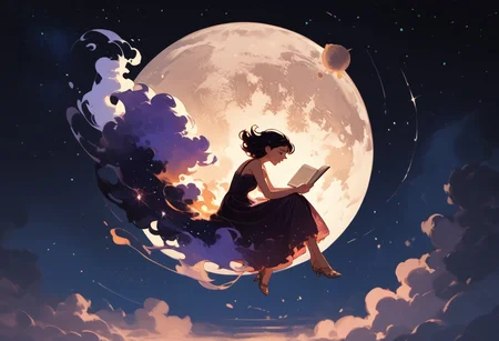 score_9, score_8_up, score_7_up, score_6_up, 1girl, ethereal, rated_safe, full body, floating, celestial beauty, fetal position, slinky night gown made of cosmic dust, swirling clouds of dark matter enfold her, cosmic background,trippy pink stars, shooting stars
