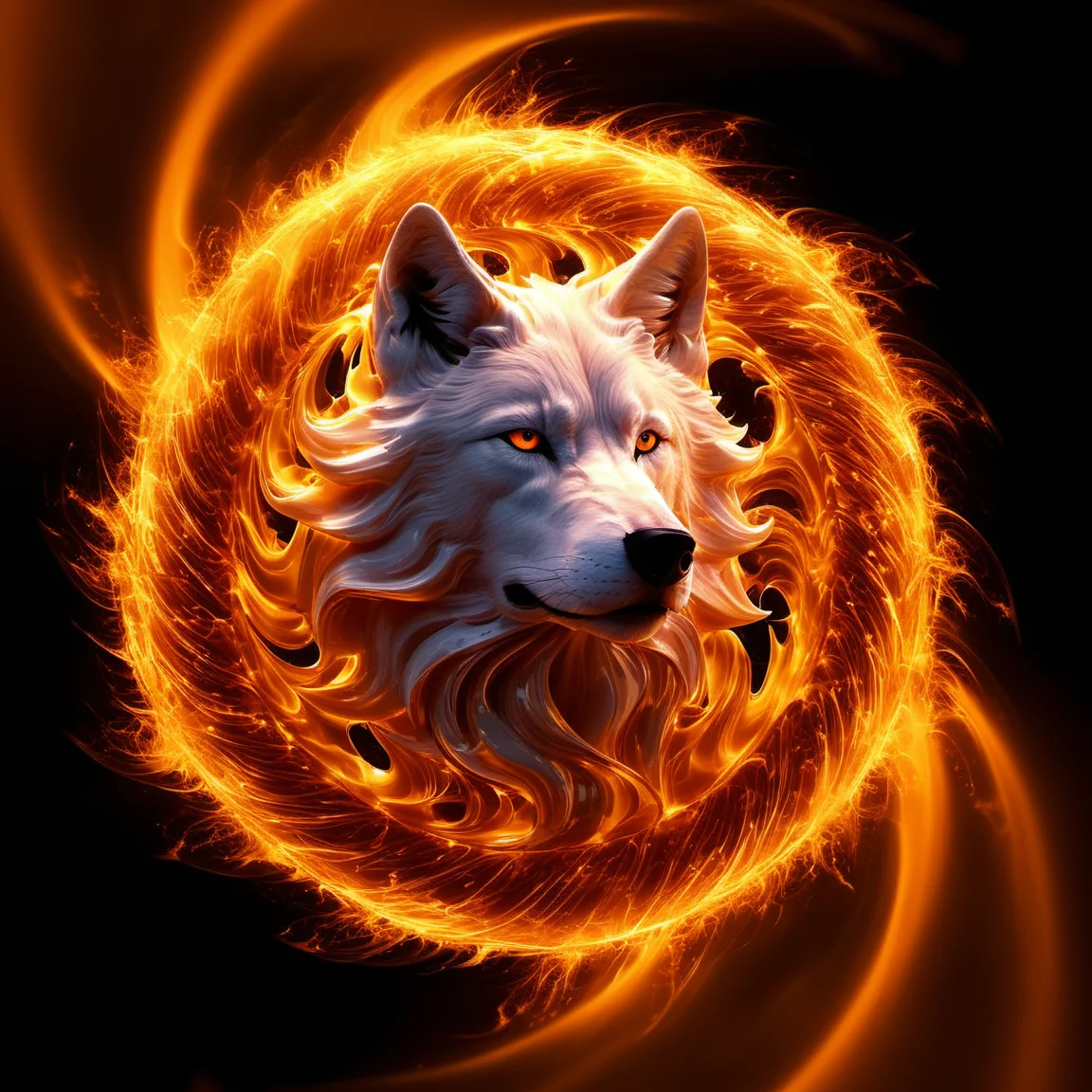 fireart, wolf,highly detailed, CG render, octane, bokeh, 4k, 8k, 8mm, unreal engine 3d,a bright orange swirl with a black background,<lora:fireart:1>,