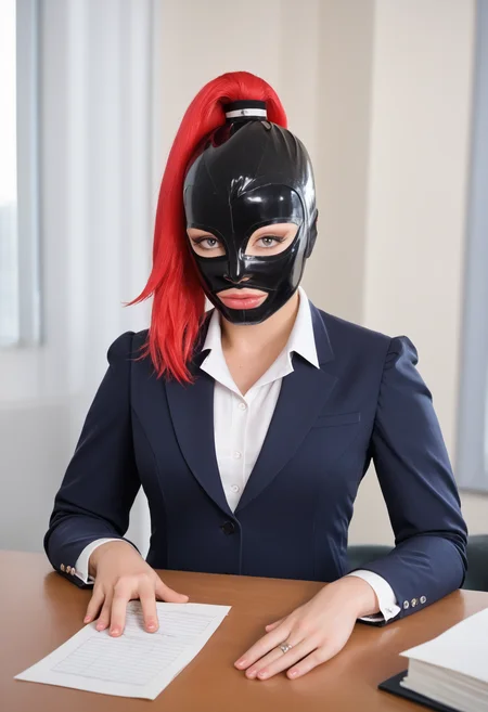 cinematic film still cinematic film still source_cartoon, score_9, score_8_up, score_7_up, score_6_up, score_5_up, , BREAK, 1girl, cowboyshot, well lit office, perfect eyes,
<lora:latexHoodPonyV3:1>,black latexhood, red ponytailhair, business suit, upper body, feminine, holding a paperwork, table, corner office, large windows, a view of a city , CEO, . shallow depth of field, vignette, highly detailed, high budget, bokeh, cinemascope, moody, epic, gorgeous, film grain, grainy . shallow depth of field, vignette, highly detailed, high budget, bokeh, cinemascope, moody, epic, gorgeous, film grain, grainy