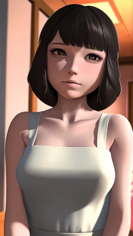 amazing quality,absurdres,best quality,masterpiece,highres,newest,detailed,detailed body,detailed face,masterpiece,best quality,solo,
longzhongniao,1girl,solo,black hair,brown eyes,breasts,lips,short hair,indoors,<lora:longzhongniao:1>,