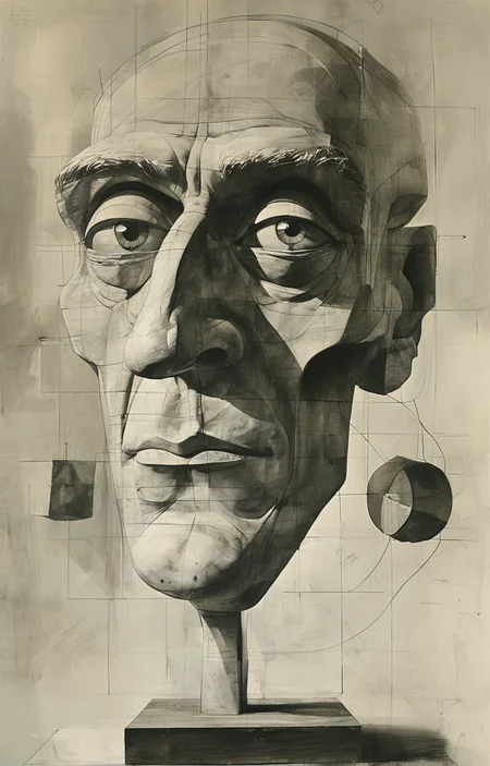 masterpiece,best quality,<lora:tbh133-sdxl:0.85>,portrait of SpongeBob SquarePants,drawing,style of Raymond Duchamp-Villon,sculpture,