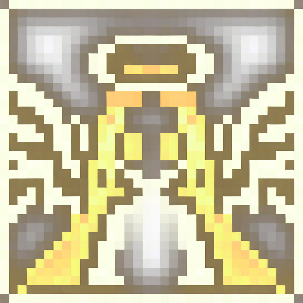 best quality, amazing quality, very aesthetic, absurdres,
icon, pixel,
1girl, long hair, blonde hair, angel wings, white dress, white background, halo, yellow eyes, glowing eyes,      <lora:RagnarokIconNoobXL_byKonan:1>