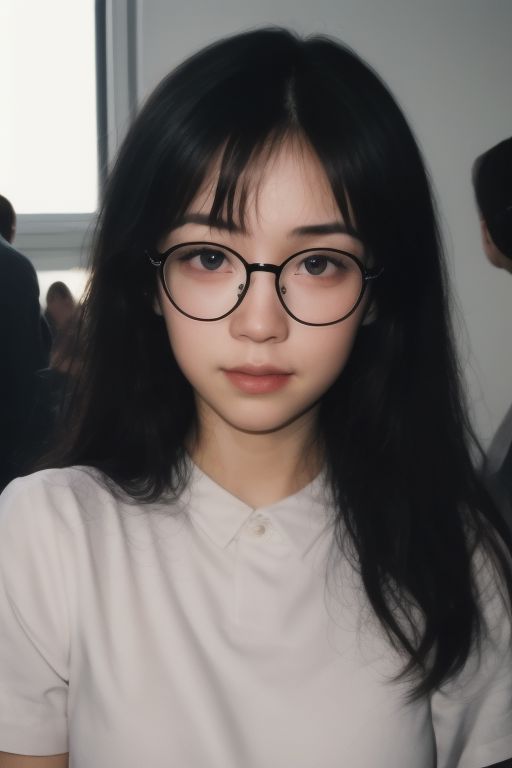 1girl with glasses, realistic, Analog style, 8mm film, chromatic aberration, Dvd screengrab, 80s movie, cinematic lighting, Yumi tsu, Live portrait photography, Contemporary photography, in the style of gothic dark intensity, snapshot aesthetic, light black, chinapunk, slender, karencore, high details, realsitic shadow, in motion, realistic, glasses, looking at viewer, green hair, multicolored hair, two-toned hair, lips, good hands, best hands, perfecteyes eyes