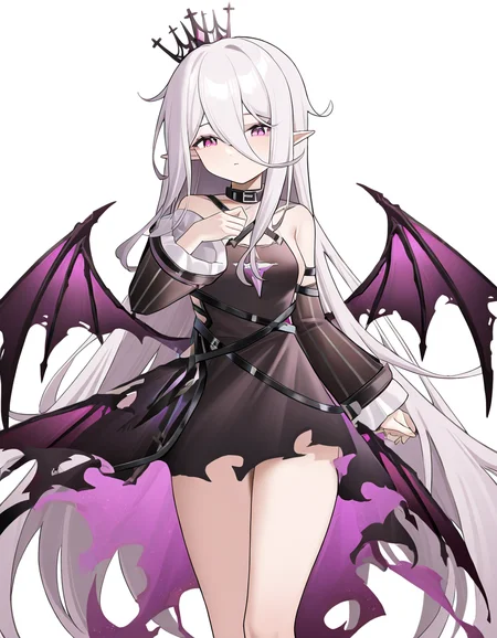 1girl,solo,simple background,tiyahuanshu,mini crown,wings,cowboy shot,bat wings,<lora:tiyahuanshu-000012:1>,, masterpiece, best quality, very aesthetic, absurdres,newest, incredibly absurdres,