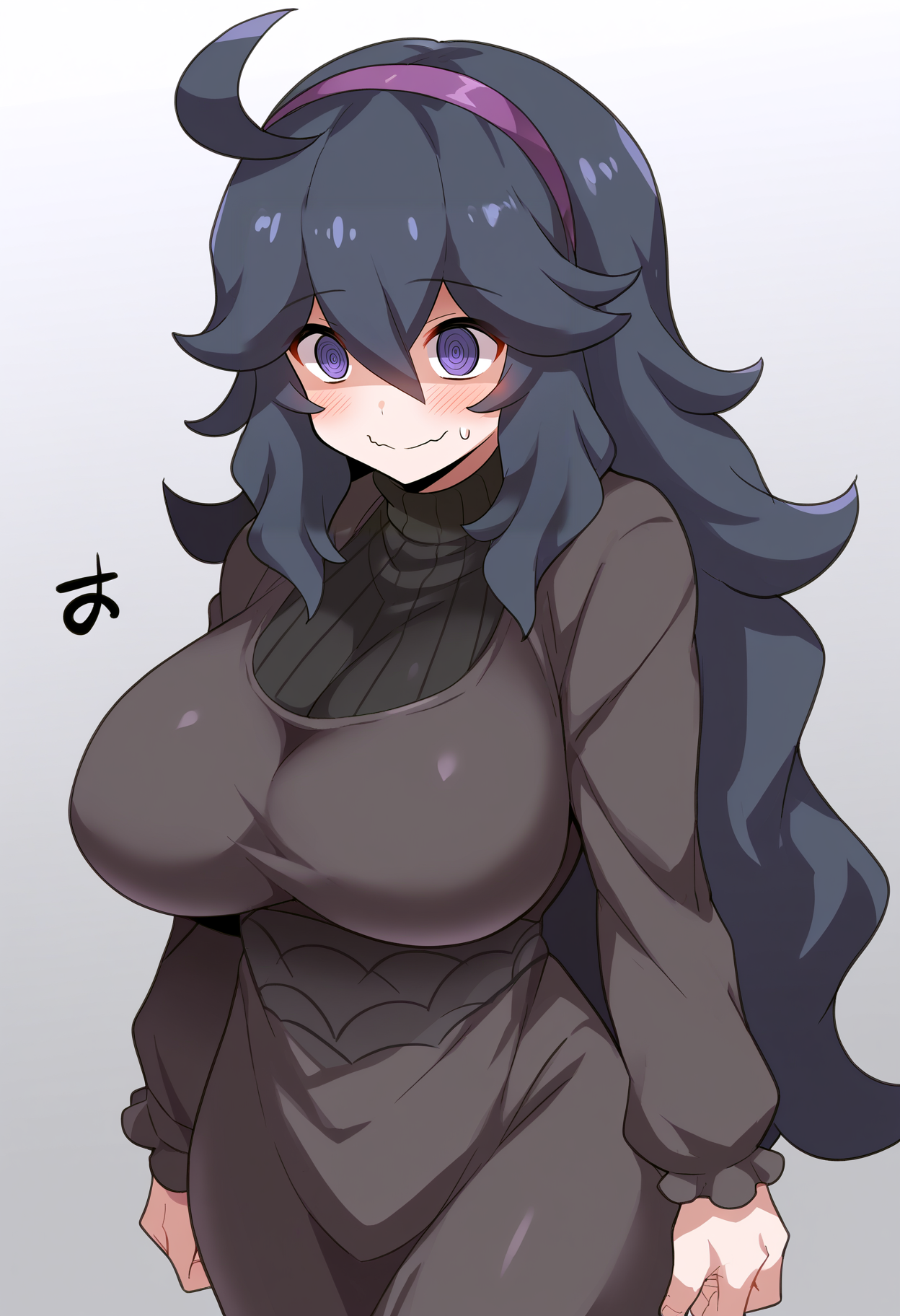 score_9, score_8_up, score_7_up,
BREAK
source_anime,
BREAK
hex maniac \(pokemon\), pokemon, 1girl, purple eyes, purple hairband,
shy, blush, long hair, ahoge, @_@, large breasts, long dress, black dress, long sleeves,
 <lora:Konno Tohiro-v1-PDXL:1>