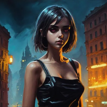 <lora:SDXL_MassiveCowsLoRA_v2E2:1> , (((anime oil painting))), (((side view of cute short modern Polish girl standing confidently in brothel))), (sexy expression), ((dark eyes)), ((gelasin)), ((pointed small boobs)), (smoky air), ((neon)), Intricate textures, (high detailed skin:1.7),