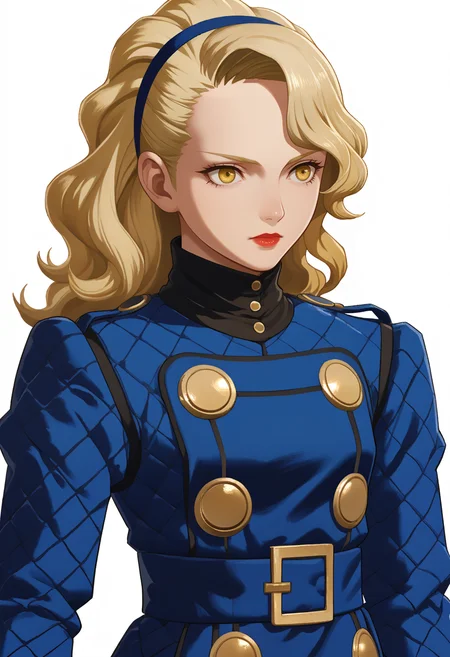score_9, score_8_up, score_7_up, source_anime, 1girl, solo,
<lora:zs_FEWarriorsPortraitsXL:1> fewarriorsportraits, portrait, white background
<lora:zs_MargaretXL:1> margaretp4, blonde hair, long hair, yellow eyes, headband, dress, long sleeves, black pantyhose, lipstick