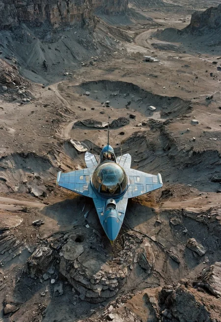 A tiny rocket propelled spaceship travels over the dreary grey surface of a desolate cratered world. Shot from above, top down view. Huge craters. Tiny lit up spaceship, blue ion thrusters., glitched wavy distortions, non-representational, colors and shapes, expression of feelings, imaginative, . extremely high-resolution details, photographic, Illustration by moebius and Pablo picasso (artist) abstract expressionism, detailed painting1930s black renaissance painting”on textured  film photography style,  medium grain, FRESHIDESH Moebius comic book