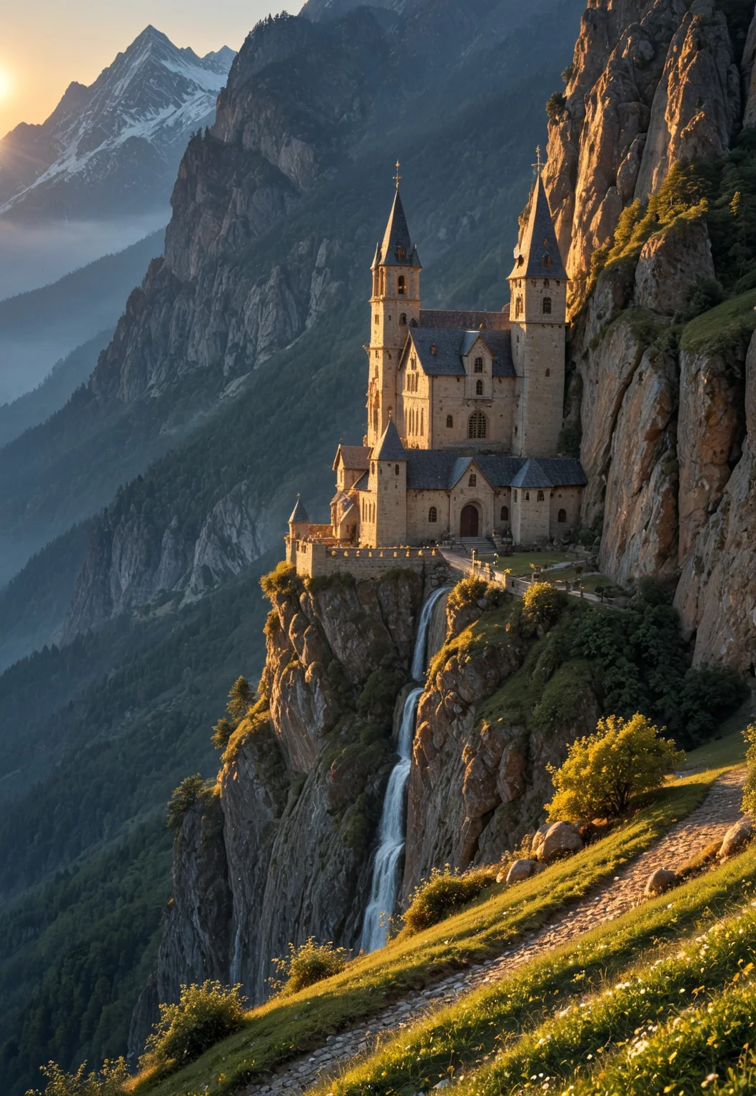 a small medieval monastery standing on a small island in a mountain lake,
early morning, thick fog envelops island, bright orange sun-ray falling on monastery wall,
BREAK,
BEST QUALITY, MASTERPIECE, HIGHLY-DETAILED, HIGH-RES, 4K, 8K, RAW,
SHARP FOCUS, INTRICATE DETAILS,
(8k uhd:1,4)
<lora:add-detail-xl:1>
<lora:Dynamic Poses:1>