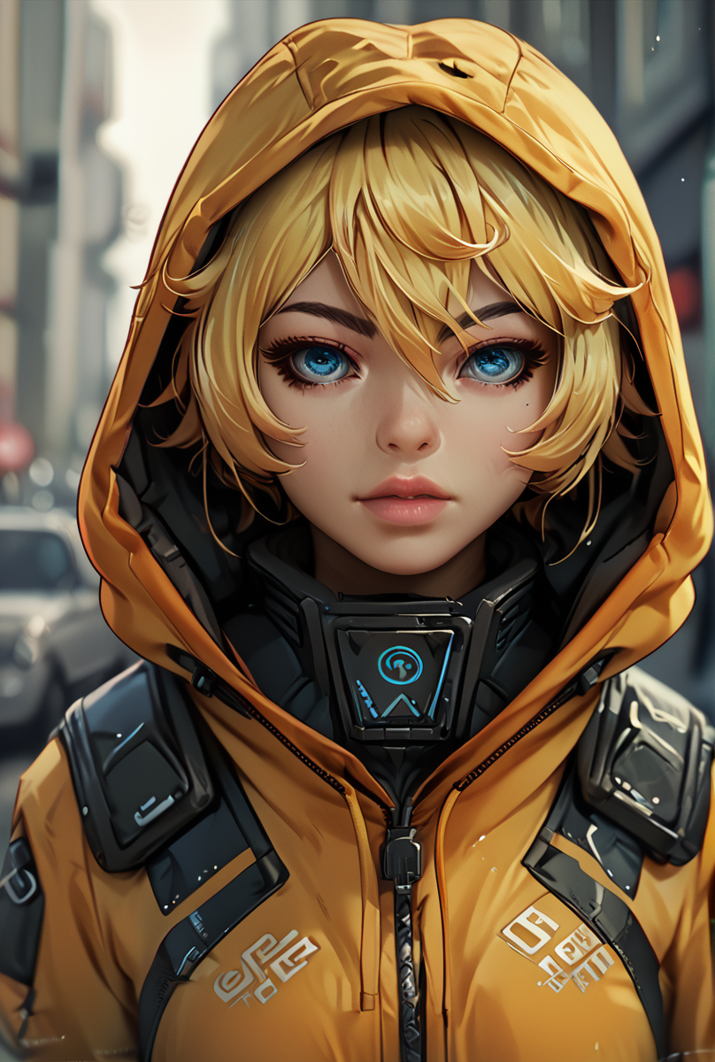 score_9, score_8_up, score_7_up,score_6_up, score_5_up, score_4_up,  BREAK
techwear,  <lora:TechWearPony:0.8>,
 1girl, solo, looking at viewer, hood, blurry background,  lips,front view,portrait ,
<lora:TanyaPonyV2:0.6> TanyaDegurechaff,yellow short hair,blue eyes