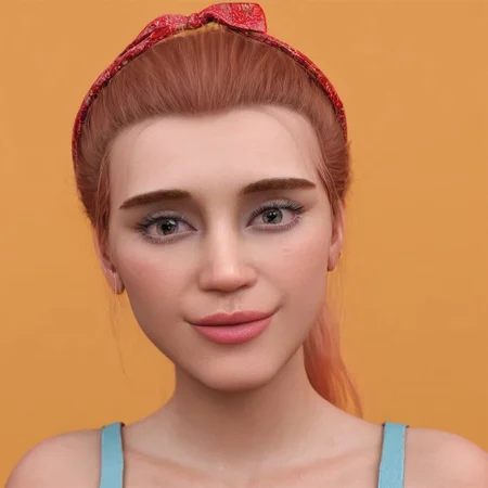 easynegative, masterpiece,best quality, highly detailed, score_9, score_8_up, score_7_up, score_6_up,
1 girl, solo, Hazel, beautiful girl, shiny look. looking directly at viewer.
happy face, smiling. orange background. Facing viewer. All hair in view
