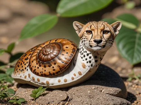 a full shot of a hybrid with snailbody and( cheetahbhead:1.2), ultra detailled, photo, canon m50, 200mm
<lora:xl_real_beta1:0.7>