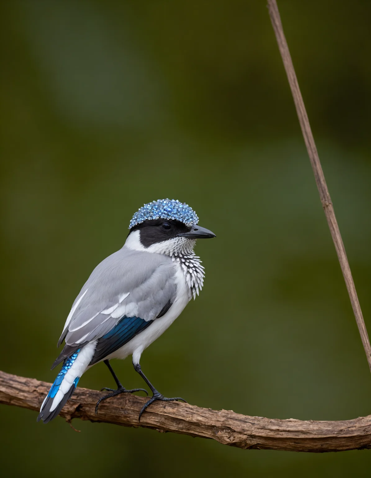 a diamond armor bird, translucent, high quality photography, 3 point lighting, flash with softbox, 4k, Canon EOS R3, hdr, smooth, sharp focus, high resolution, award winning photo, 80mm, f2.8, bokeh, undefined