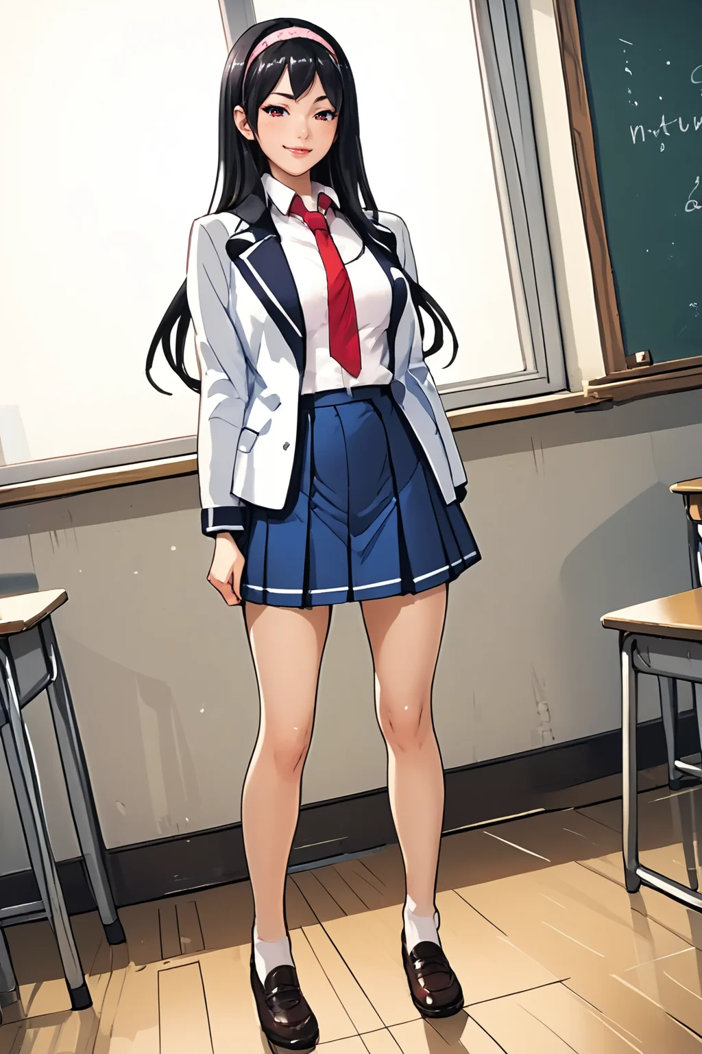 Score_9,score_8_up,score_7_up,1girl,solo,standing,full body, medium breasts, naughty face,
<lora:Ayaka_Sakuraba:.6> ayakasakuraba, 1girl, long hair, black hair, hairband, sexy pose, ,dynamic angle, classroom, zPDXL3 <lora:StS_PonyXL_Detail_Slider_v1.4_iteration_3:1> red necktie, skirt, school uniform, white jacket, blue skirt <lora:Oosaki_Shinya_StyleV1:.7>