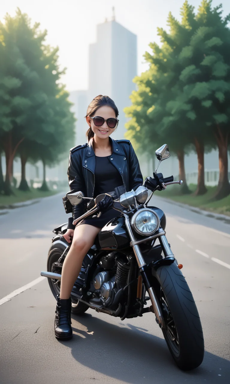 score_9, score_8_up, score_7_up, score_6_up, score_5_up, score_4_up, sitastmo, (front view)++++ , slim girl sitting on black motorcycle , short dress , a dark ponytail
<lora:SitAstrideMotorCyclePony:1>