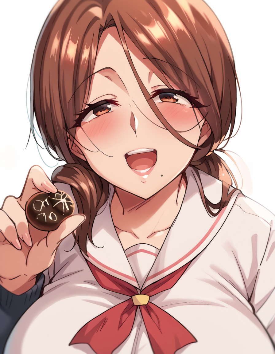 score_9, score_8_up, score_7_up, source_anime, <lora:yumiko-kimura-ova-ponyxl-lora-nochekaiser:1>, yumiko kimura, long hair, brown eyes, mole, huge breasts, mole under mouth, mature female, brown hair,, <lora:incoming-chocolate-ponyxl-lora-nochekaiser:1> incoming food, chocolate, holding, holding chocolate, holding food, food, looking at viewer, open mouth, blush, smile, school uniform,, ,