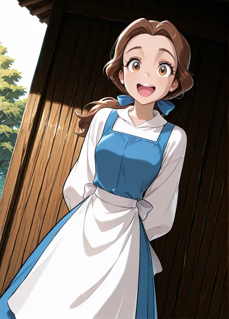 masterpiece, best quality, amazing quality, very aesthetic, absurdres, newest, 4k, 8k, dynamic angle, official style, sugimorixd, outdoors,
1girl, solo, blue dress, looking at viewer, long hair, brown hair, brown eyes, bellexd, low ponytail, white apron, long sleeves, blue hairbow,
excited,
<lora:Expression_Detailer_Illustrious_Lora:1>, ,<lora:sugimoi:1> <lora:Bella:1>