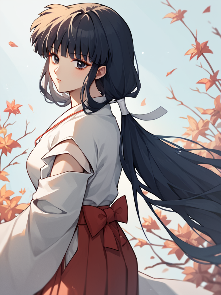 score_9,score_8_up,score_7_up,   <lora:kikyou_(inuyasha):1>ï¼hakama_skirt, solo, 1girl, kimono,  looking_at_viewer, from_side, kikyou_\(inuyasha\),