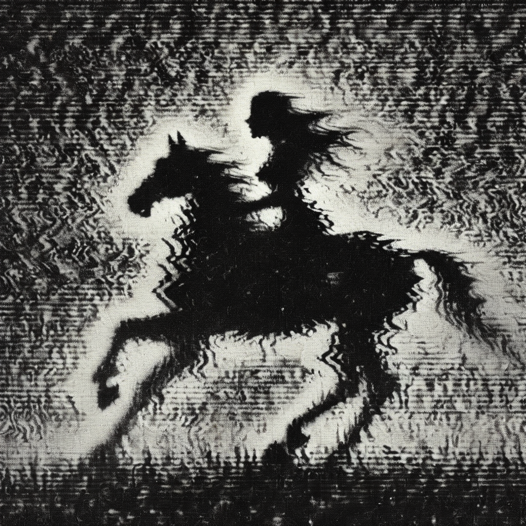 interferenze close-up of the girl of death on a horse<lora:interferenze :1>