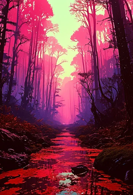 An otherworldly forest with trees made of light and shadows, the ground pulsating with vivid, ever-changing hues, embodying a dream within a dream,
in the style of the eerie ambiance of Ridley Scott's 'Alien' with 80s sci-fi nostalgia. Blend dreamlike, claustrophobic spaces, grimdark Warhammer 40K magic, and campy yet sinister tones. Envision a surreal, dystopian world where arcane forces meet retro-futuristic sci-fi, creating a uniquely haunting tableau
, in the style of an old 80's VHS dark fantasy, VHS screen grab, grainy, old footage