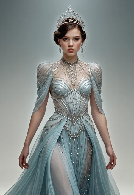Dreamscape Charlie Bowater princess,a young woman,1girl,<lora:Alexander McQueen-art deco:1>,Alexander McQueen art deco, . Surreal, ethereal, dreamy, mysterious, fantasy, highly detailed