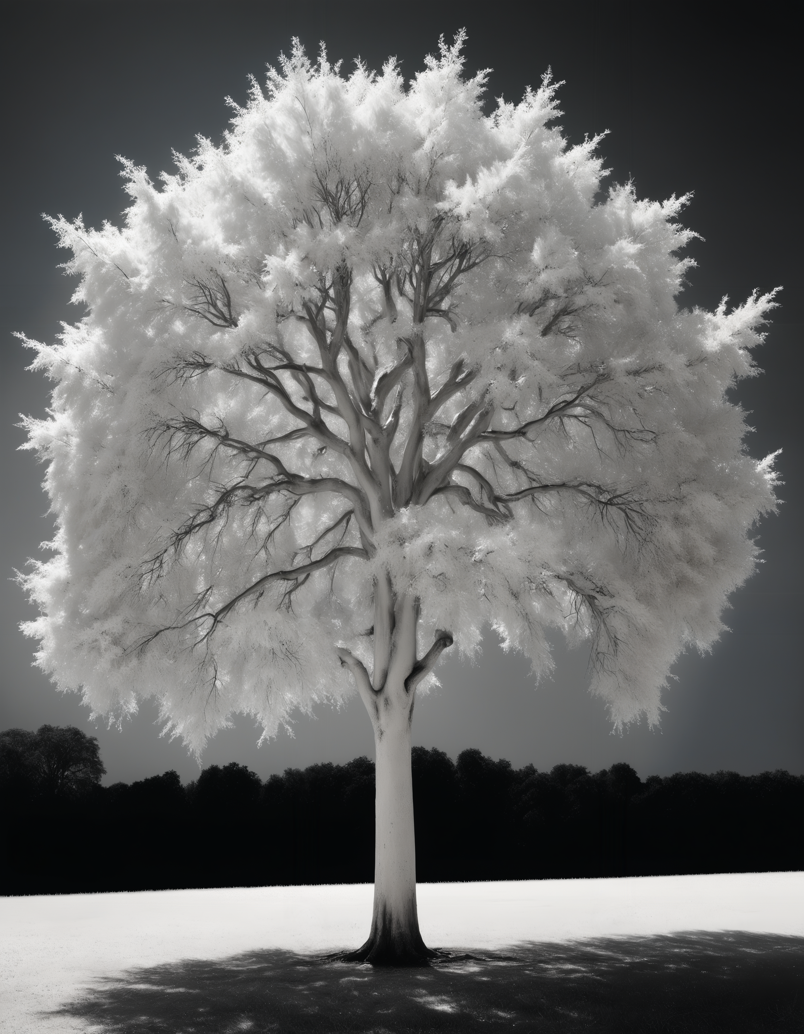 by Helmut Newton, hyper realistic photo of a pure white tree,  (monochrome, chiaroscuro, photorealistic, professional, masterful:1.4), hyper detailed, award winning,  limited monochrome palette, extremely high contrast, ivory and black hue,  (intricate details, masterpiece, best quality:1.4),
dramatic cinematic lighting,  wide angle panoramic view, simple black  background, dynamic,
<lora:add-detail-xl:0.5> <lora:xl_more_art-full_v1:0.5>
