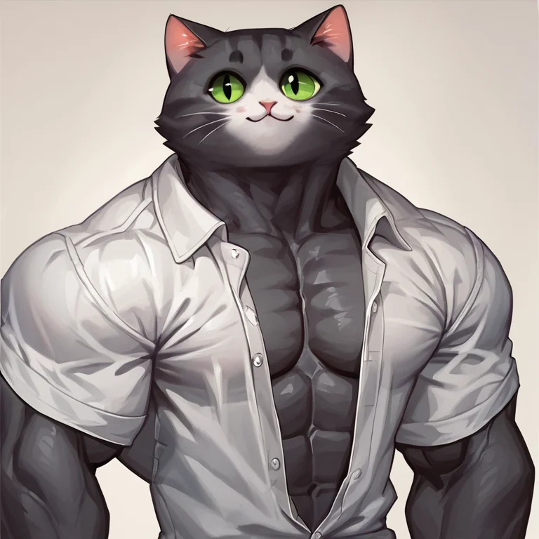 score_9,score_8_up,score_7_up,
<lora:muscular:0.8>,
muscular_body,
cat,,solo,(cute face),muscular ,open shirt,upper body