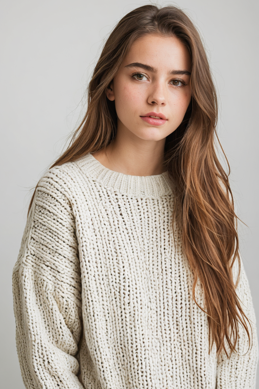 1girl,24yo,sweater,white background