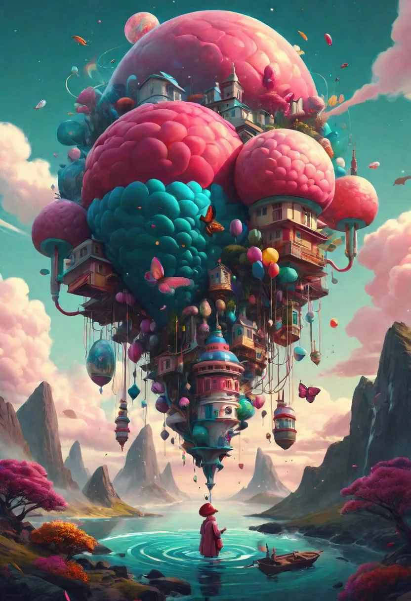 Surrealism in digital art, a collaboration between Beeple and Jeremias Ketner, featuring an exquisitely detailed digital illustration that captures the essence of both artists' unique styles.
