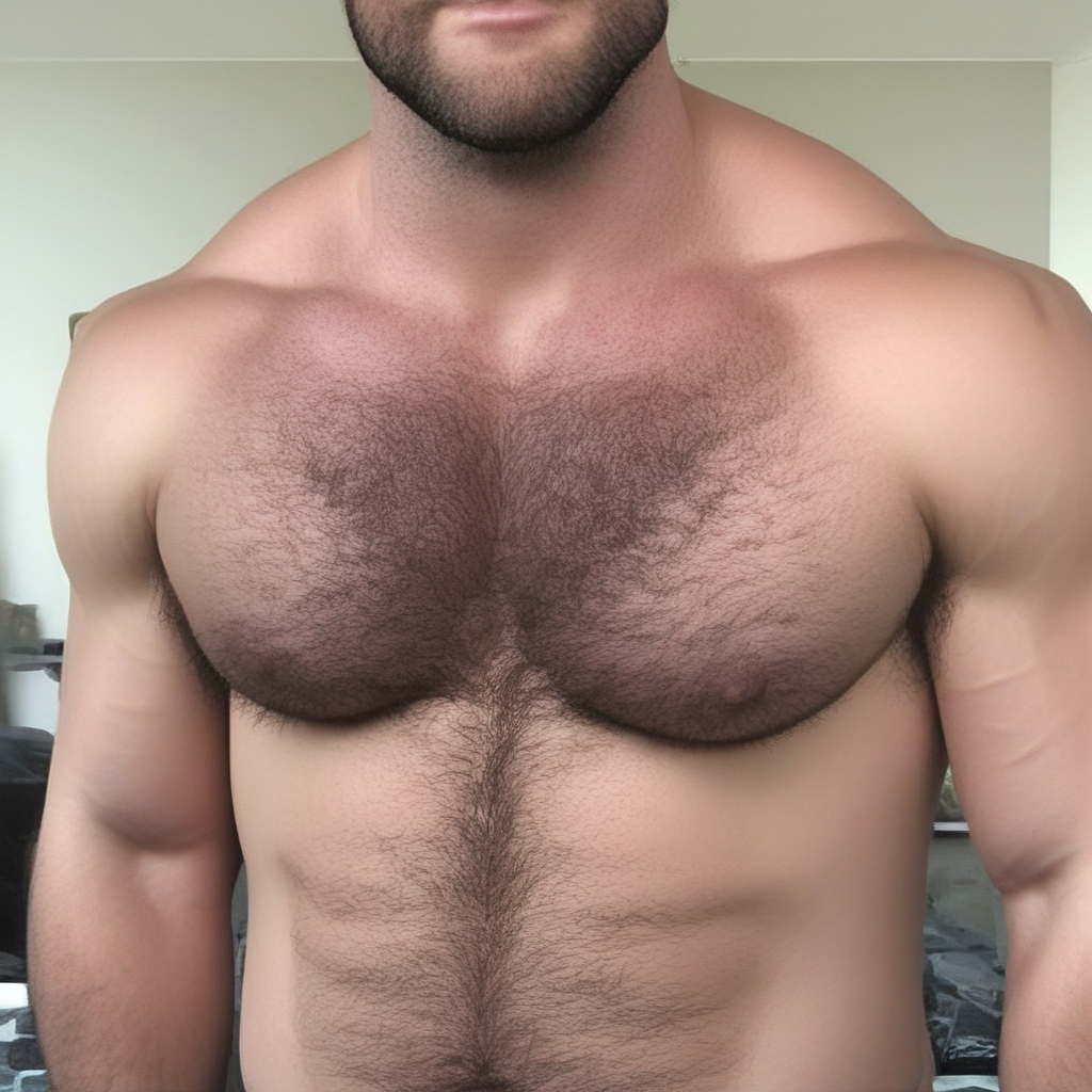 A naked man with a hairy chest