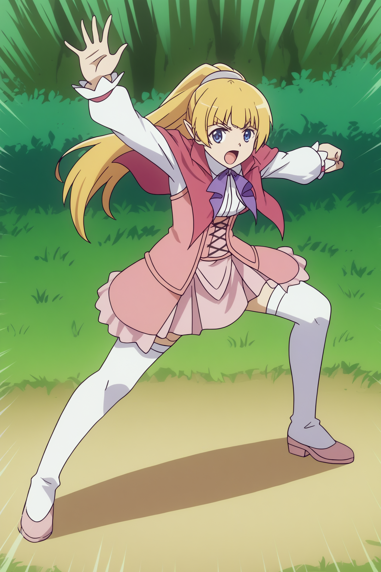Lefiya Viridis, dynamic pose <lora:COMMISSION_Danmachi-Lefiya_Viridis-PDXL:0.8>