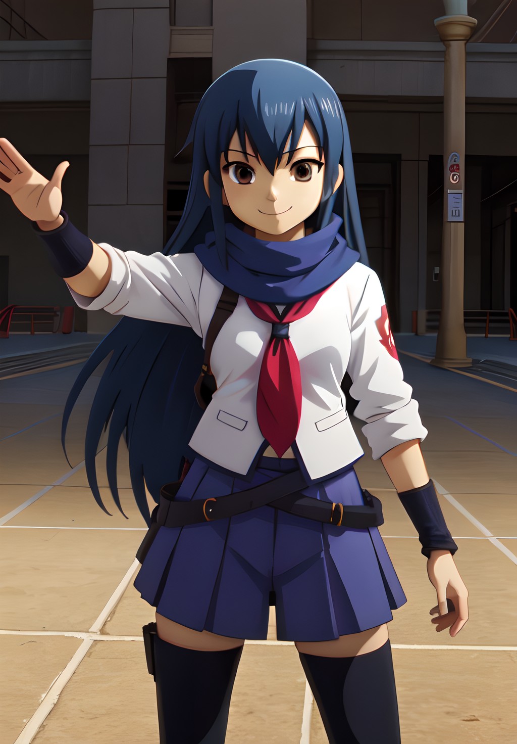 <lora:Angelbeats:0.6>, Shiina, solo, smile, Dynamic Pose