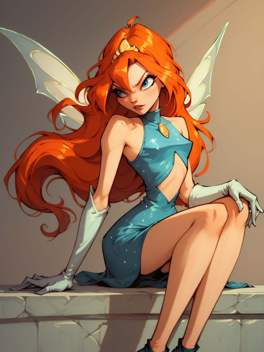 score_9, score_8_up, score_7_up, score_6_up, score_5_up,   <lora:bl00mXLP:1> bl00m, 1girl, long hair, solo, blue eyes, wings, orange hair