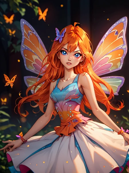 score_9, score_8_up, score_7_up,
<lora:WinxAndTrixPony:0.8>,winxtrix,
,bloom, butterfly wings, wings, long hair, 1girl, solo, dress, orange hair, fairy, blue eyes, hair ornament
