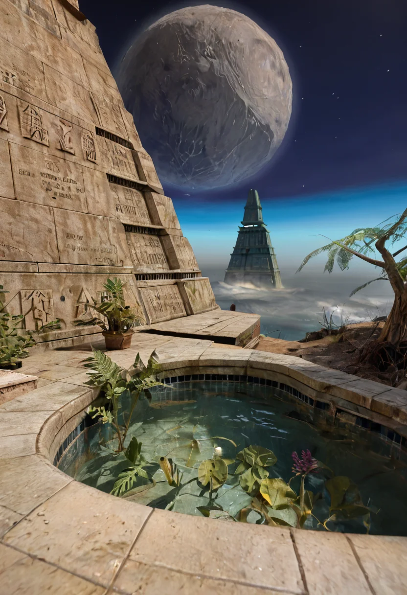 score_9, score_8_up, score_7_up, BREAK, RAW, photo, 8k, very sharp, very detailed, realistic, real, hyper realistic, Photorealistic, real photo, no people, no humans
distant structures, sky, stars, moon, tiles, tomb, sand, plants, pyramids, pond, trees, stone wall, tiles,
<lora:Unreal Tournament 2004 - Facing Worlds - Sun Blade_epoch_12:0.7> facing3worlds,