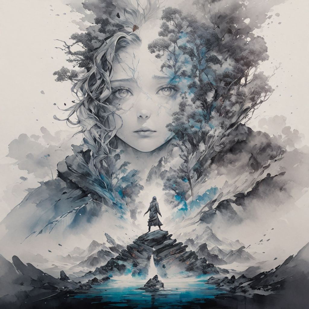 Serene yogi in mountain pose, by Minjae Lee, Carne Griffiths, Emily Kell, Steve McCurry, Geoffroy Thoorens, Aaron Horkey, Jordan Grimmer, Greg Rutkowski, amazing depth,high resolution, ink painting
