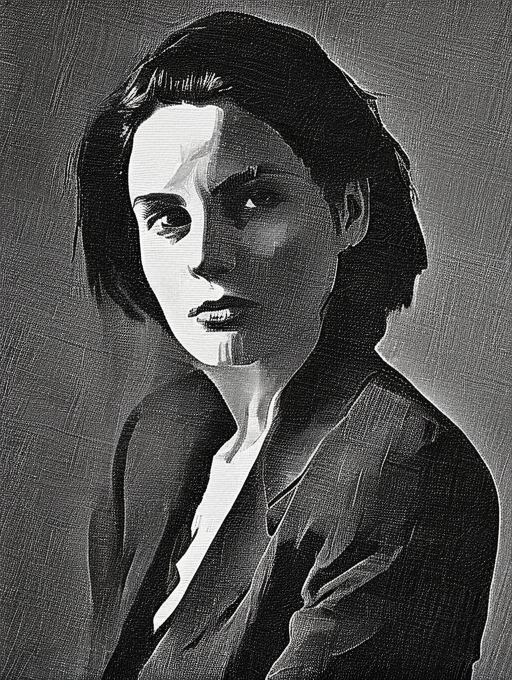 A woman wearing a man suit, shoulder portrait, <lora:Pencil_Cross_XL-000007:1>