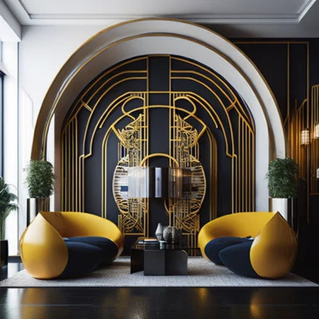 <lyco:art_deco_style_interior_design_Sa_May:1.0> a morden arc deco design style