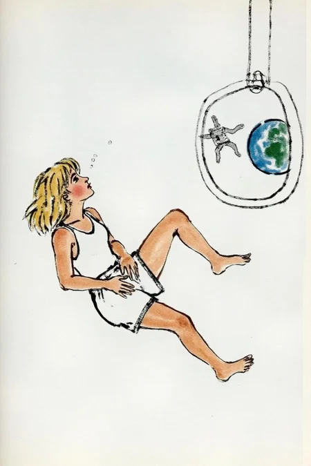 qbs1 ink wash minimalist painting.
Profile view of a blonde, floating weightless, space station. She is wearing tank top, short shorts and barefoot, and looking outside towards earth. She is melancholic, and is thinking of her family back on earth. <lora:qbs1_cap_d6a3e12:1.0><lora:818433957298316910:0>