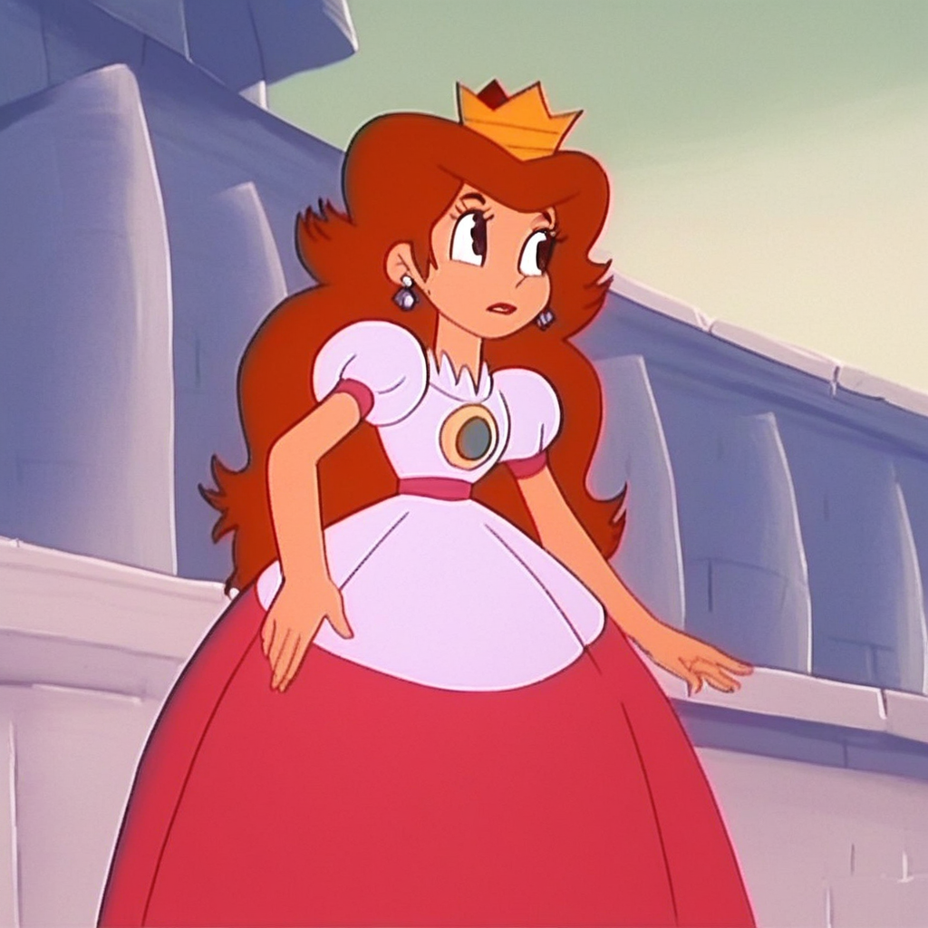 score_9, solo, 1girl, brown hair, crown, earrings, dress, outdoors,