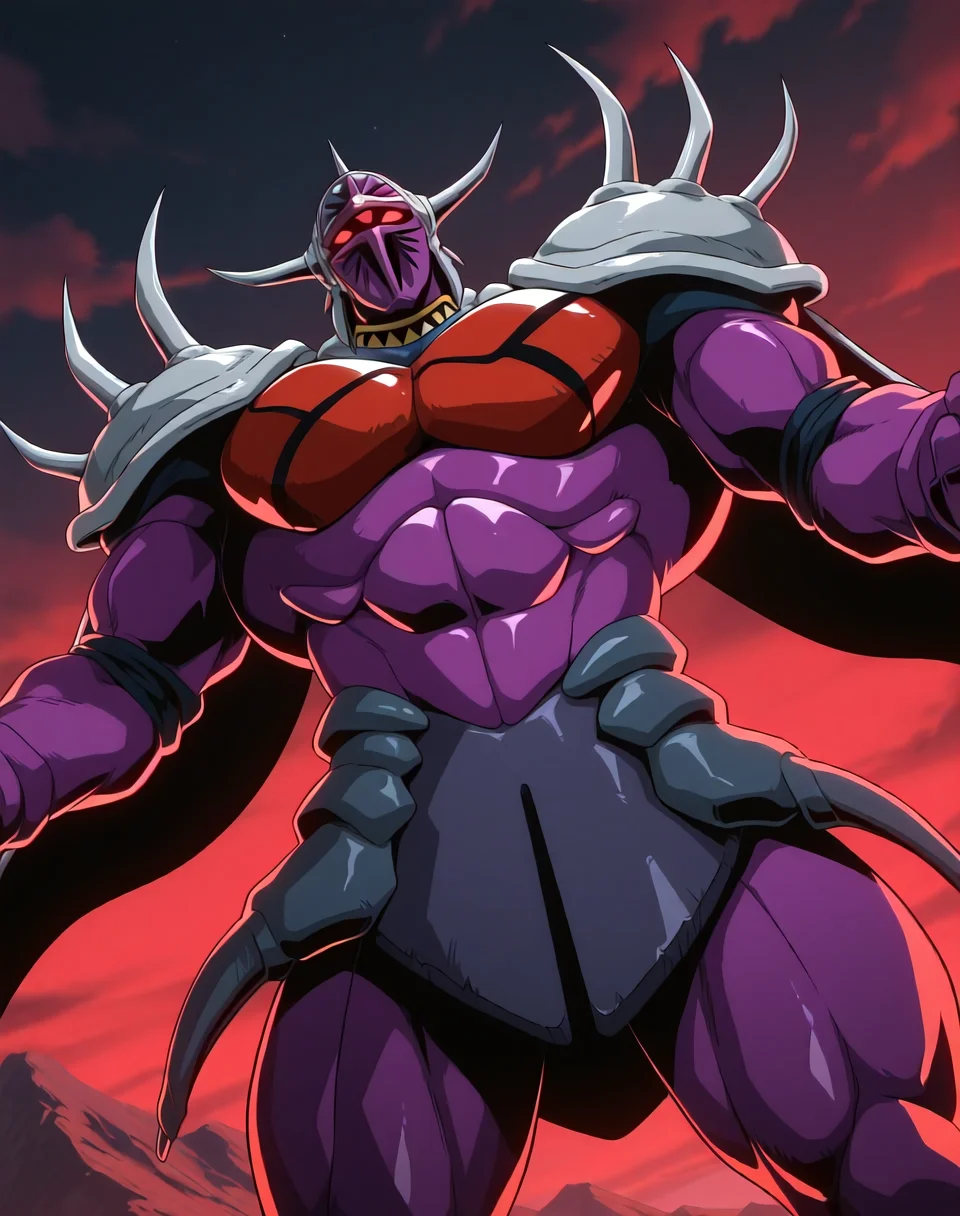 <lora:Lanacuras_(Shinzo)_(Illustrious)_(AD):1> Lanacuras, muscular, Shinzo,
exterior, vivid anime dark sky with black clouds, mountains, nature, end of the world background, red and green clouds in the sky, fighting,
dynamic action, dutch angle, cowboy shot, detailed face, detailed eyes, glowing red eyes,
hyper muscular, end boss, large wide rounded protruding pecs, bulging muscles, large rounded muscular shoulders, large biceps, large thighs, abs, red pecs, perfect hands, peak physical conditioning, pinnacle of manly perfection, perfect physique, veiny muscles, commanding oppressive presence,
BREAK: very awe, aesthetically pleasing, masterpiece, best quality, amazing quality, very aesthetic, perfect depth of field shot,
BREAK: lazympos, lazypos (2),