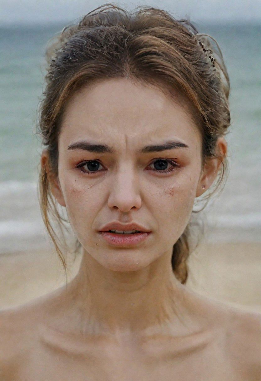 Cry Woman in beach