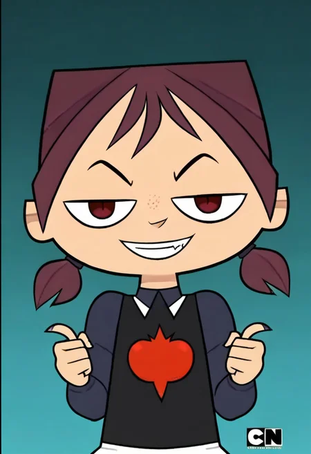 Tota dramarama, Courtney, general
short twintails, naughty, evil smile, looking at viewer, smug, 1girl, solo,