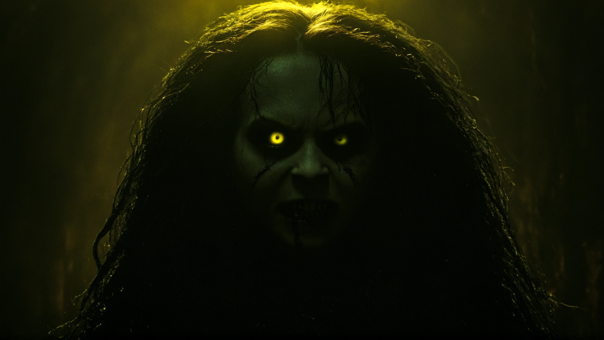 <lora:xl_more_art-full_v1:0.5>
<lora:perfection style:0.2> perfection style
 <lora:Unreal Engine style:0.3> Unreal Engine style
<lora:Chiaroscuro Lighting Style:0.3>
 <lora:facial expression style v2:0.3>
 <lora:cinematic color motion picture film style:0.3>
 <lora:Hollywood Anamorphic format film style:0.3>
 <lora:The exorcist style:0.8>
Demon possessed monster creature woman a creepy looking person with long hair and yellow eyes, gothic, dim, different, horror movie themed, sharp, detailed, epic photography, artistic, dramatic light, cinematic style, film style, exorcist style, 1girl, solo, looking at viewer, smile, black hair, yellow eyes, blood, glowing, black background, glowing eyes, horror (theme), 1boy, male focus, saliva