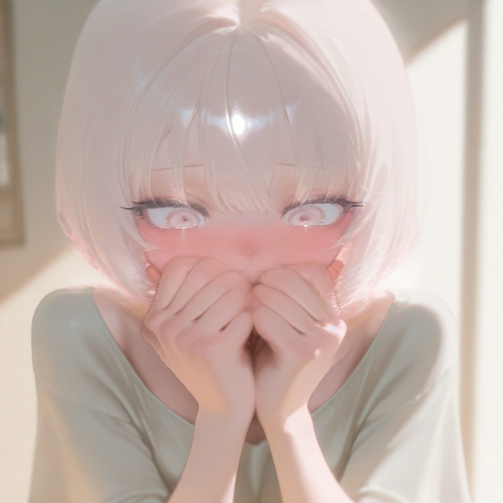 1girl, bob cut, solo, blush