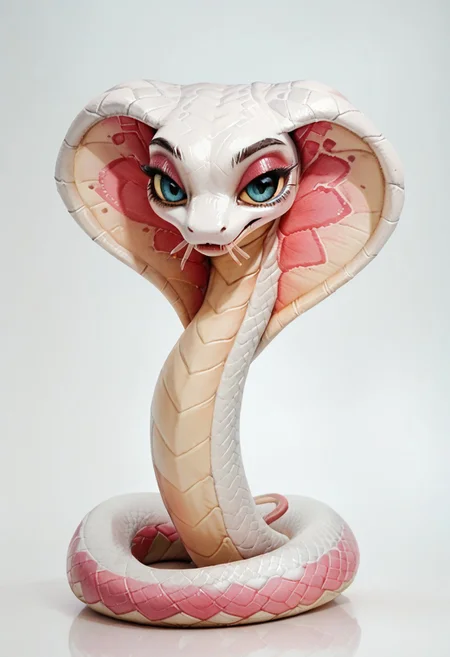 score_9, score_8_up, score_7_up, rating_questionable,score_9, score_8_up, score_7_up, BREAK,pink snake,pink and white scales,queen cobra ,highly detailed,intricate details,warm and cozy,