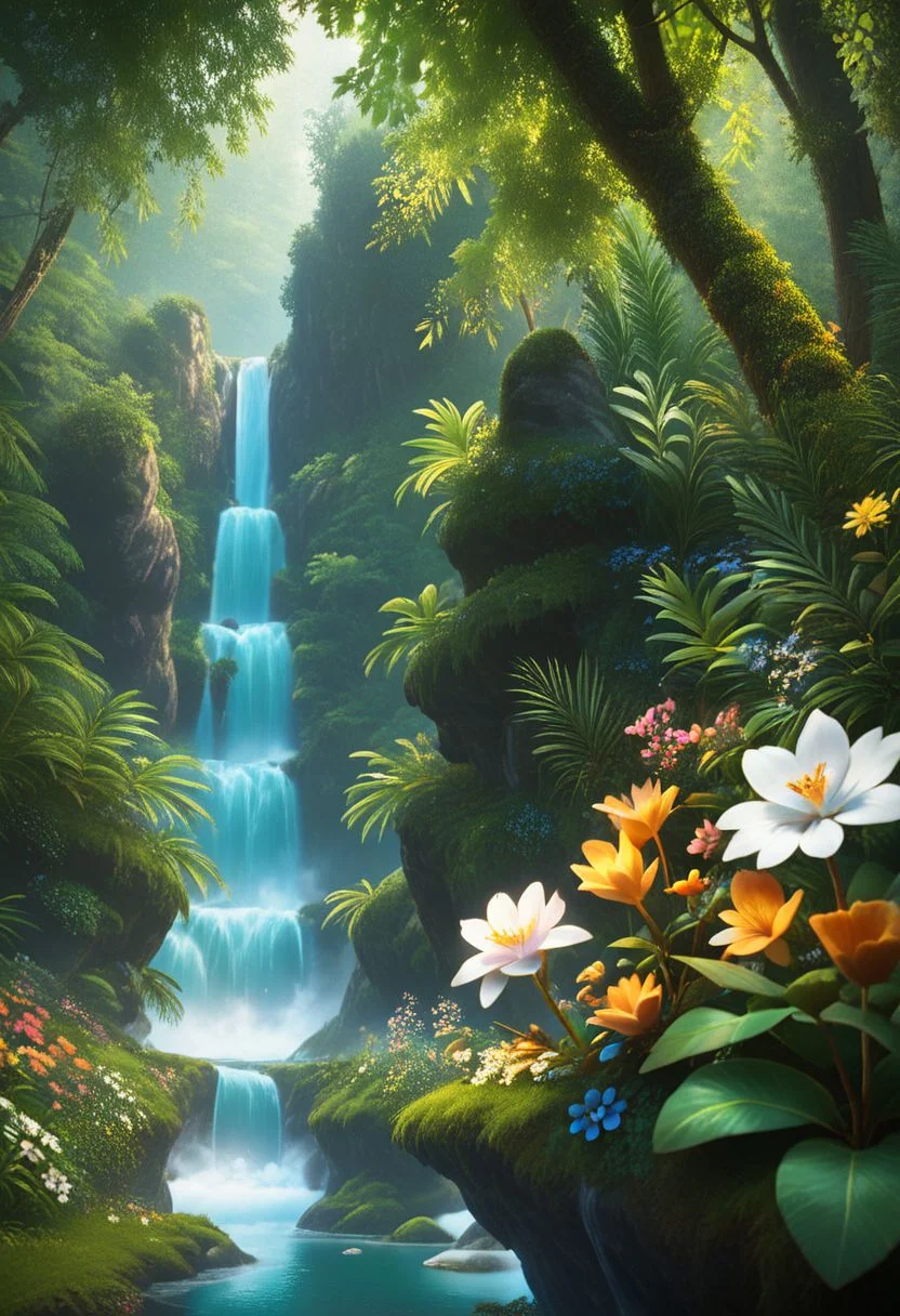 cartoon_furry, score_9, score_8_up, score_7_up, 
rating_safe
hyperdetailed, hyperrealistic, 8k, high quality, hi res, best quality, high quality, absurd res, natural lighting, intricate, soft warm lighting, source_anime,
scenario,  beautiful forest,waterfall, river, trees, shrubs, flowers
