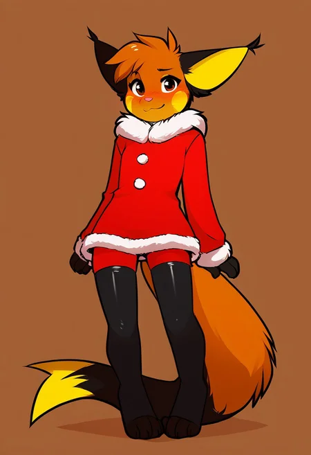 ((By Tom_fischbach)),Expressiveh, adult, 18yo, Expressiveh, score_9, score_8_up, score_7_up, score_6_up, score_5_up, score_4_up, 1girl, solo, raichu, petite, small breasts, standing, christmas party, flustered, blushing, (full body), paws,smiling, latex stocking, epiCPhoto, zPDXL3, sexy, fluffy_new_year, merry_furistmas, tail, (santa outfit), shorts,
full_body,1girl,solo,blush,look at viewer,
source_cartoon, cute, five fingers, looking at viewer, blush, small ass, flat chest, anthro, furry, desire, light background,